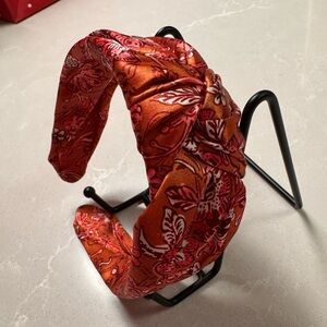 Anthropologie Red/Orange Floral Knot Headband